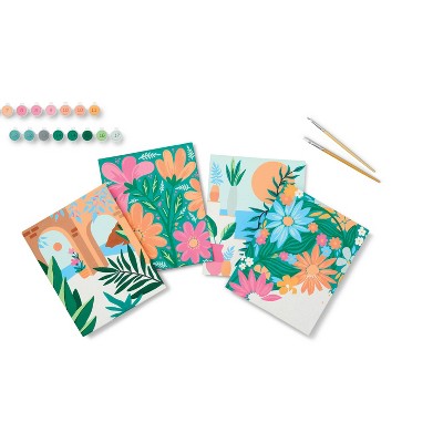 4-pack floral paint-by-number canvas boards