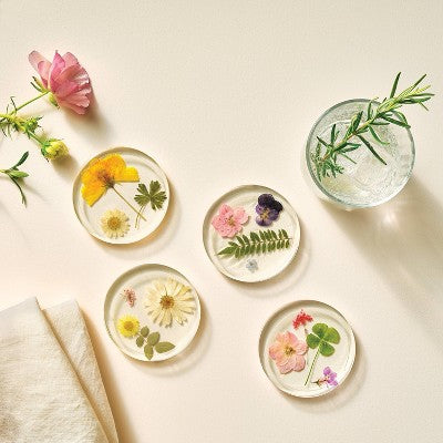 Pressed flowers resin coaster DIY kit